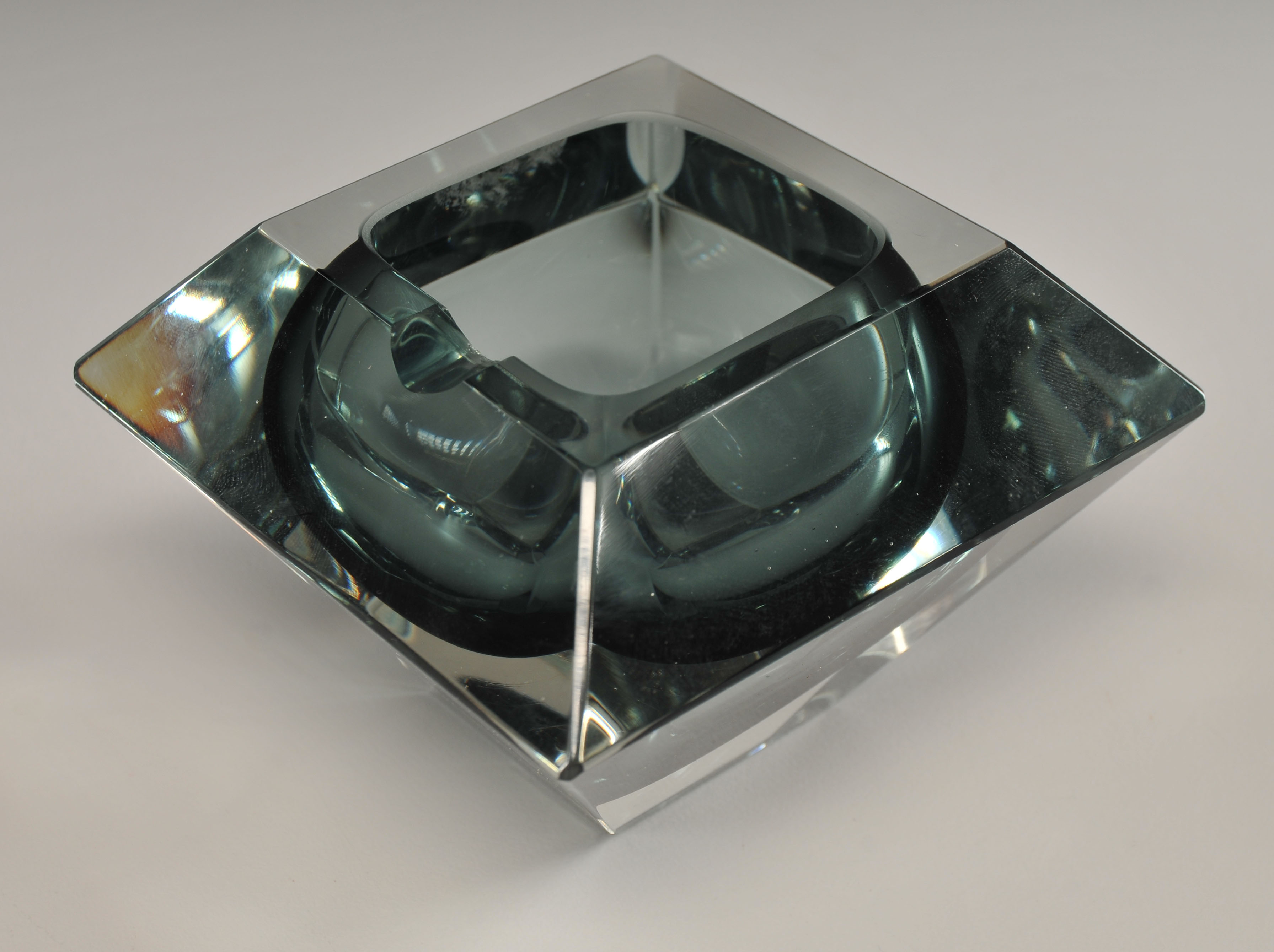 Sommerso Blue Smoked Glass Ashtray