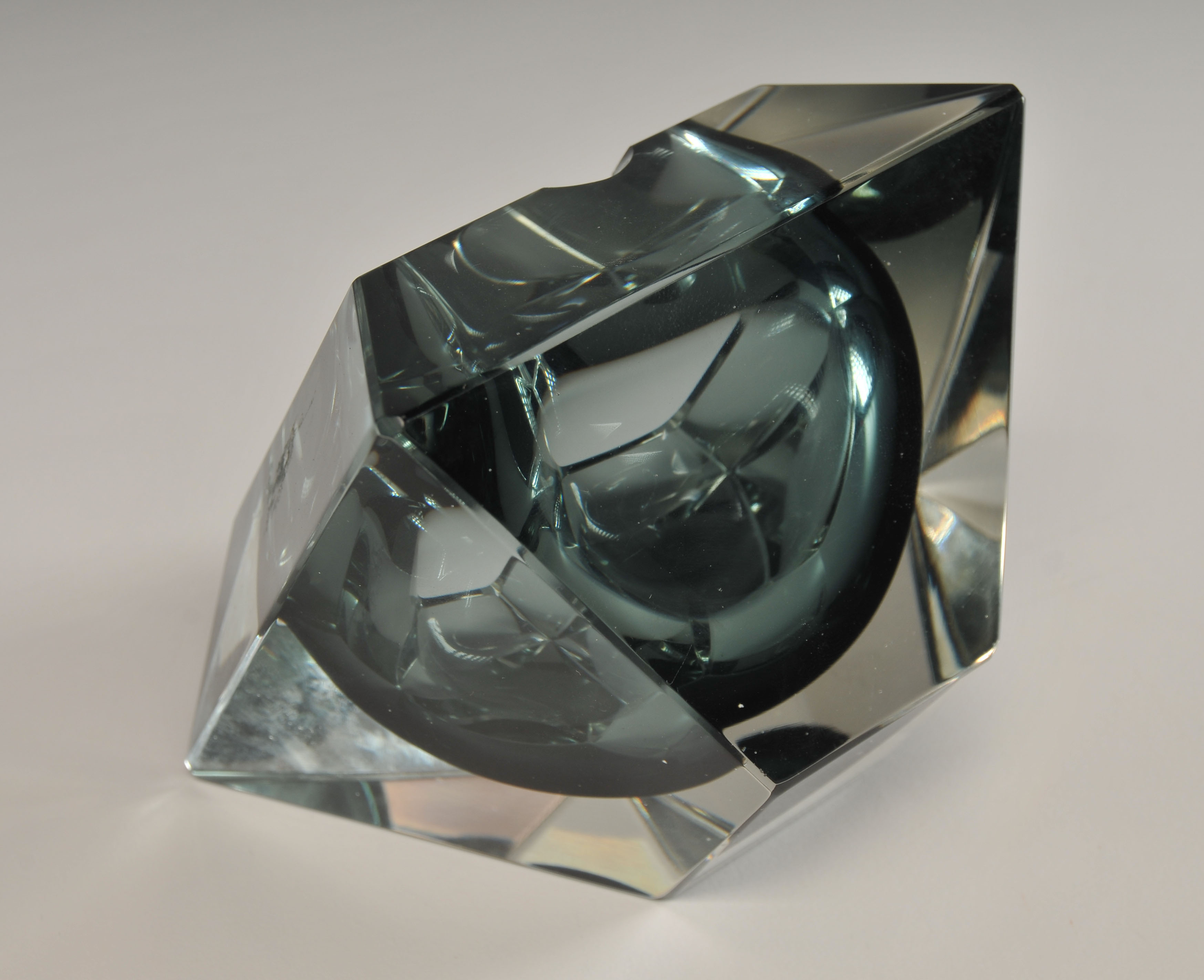 Sommerso Blue Smoked Glass Ashtray