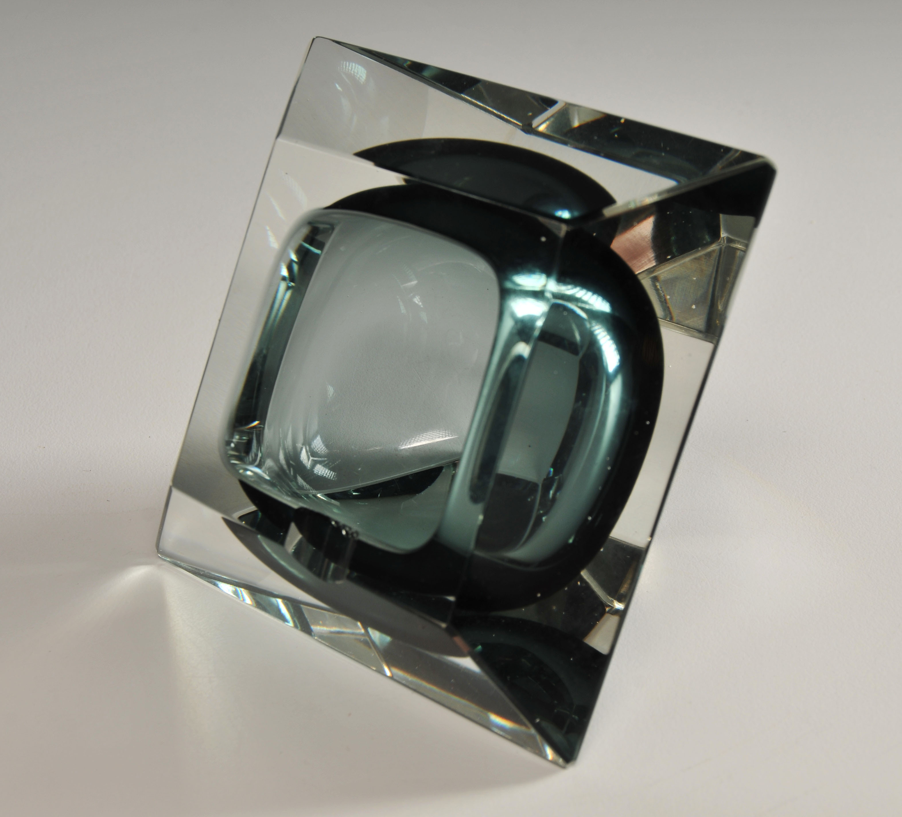 Sommerso Blue Smoked Glass Ashtray