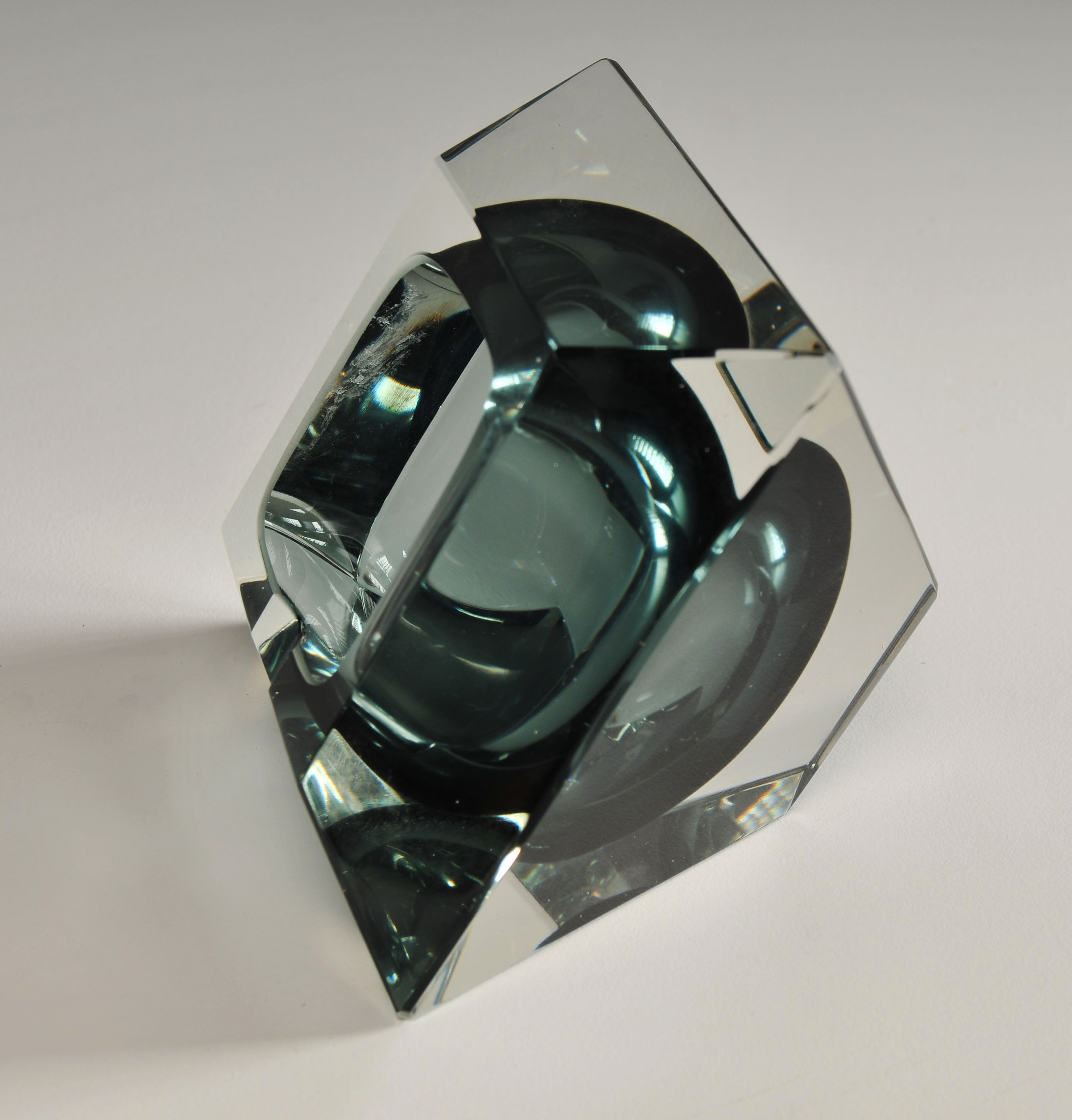 Sommerso Blue Smoked Glass Ashtray