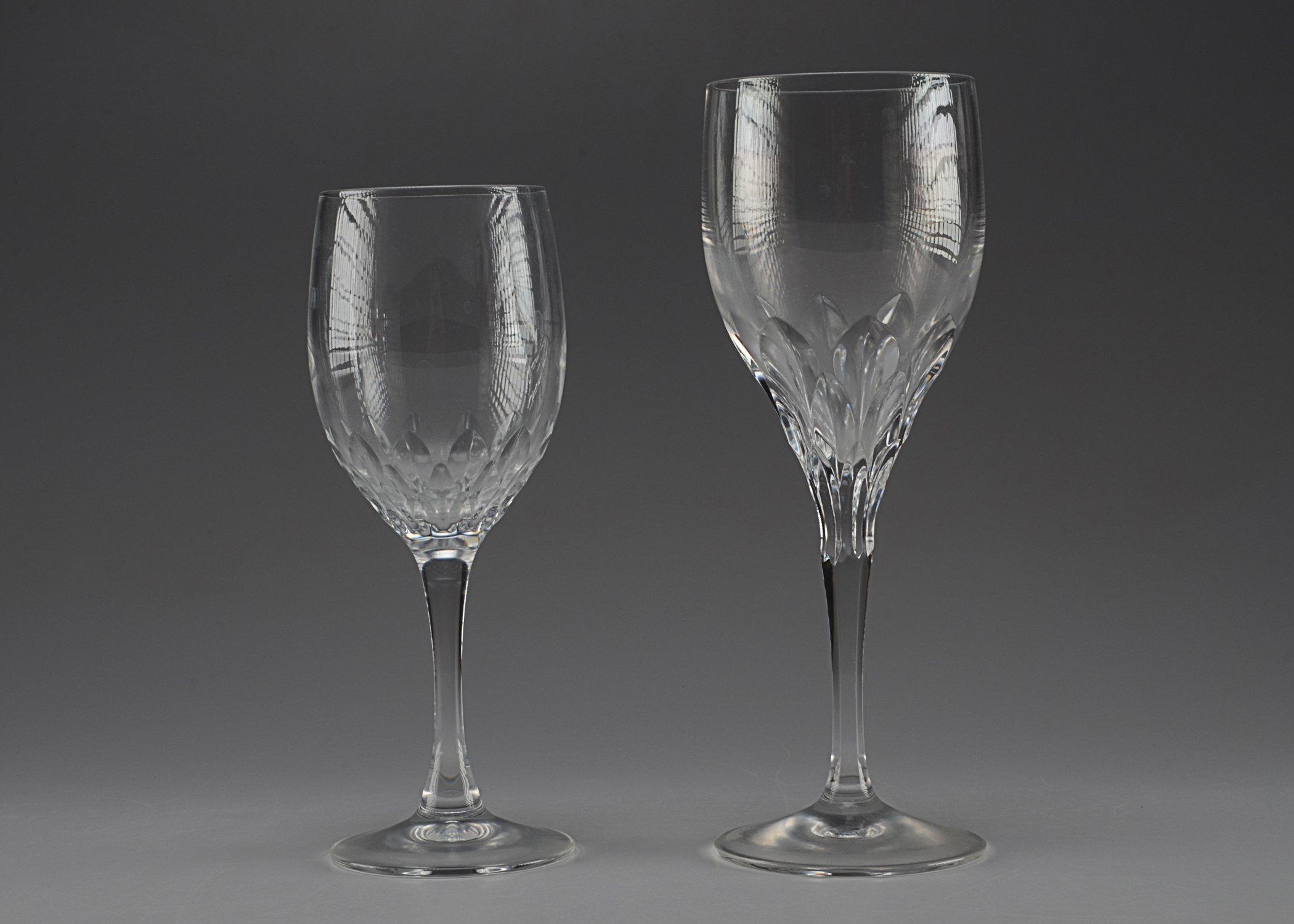 Twelve Gorham crystal stemware 7 1/2" T wine glasses in the Diamond pattern