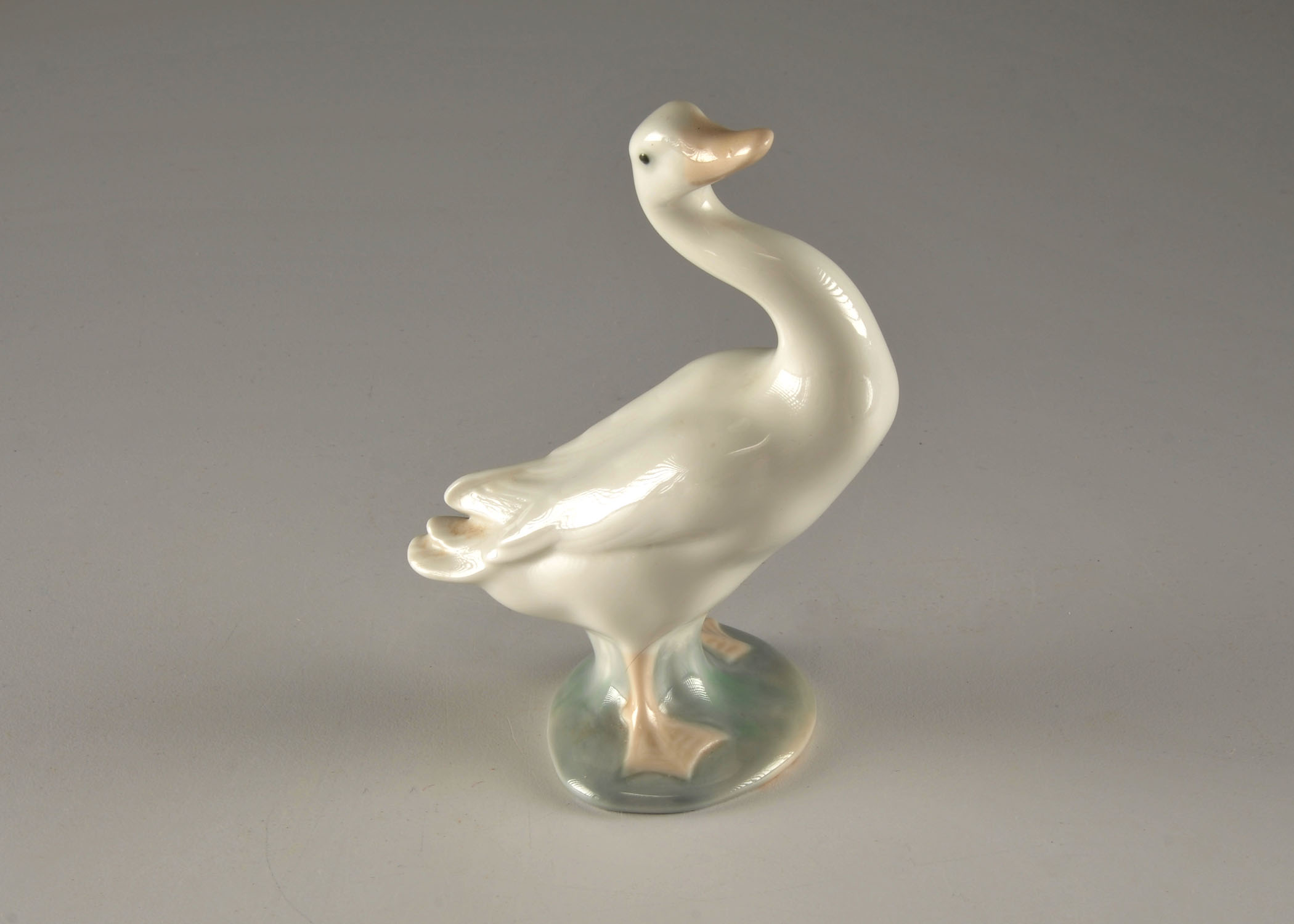 Lladro Duck Figurine and Small Miniature Metal Dog