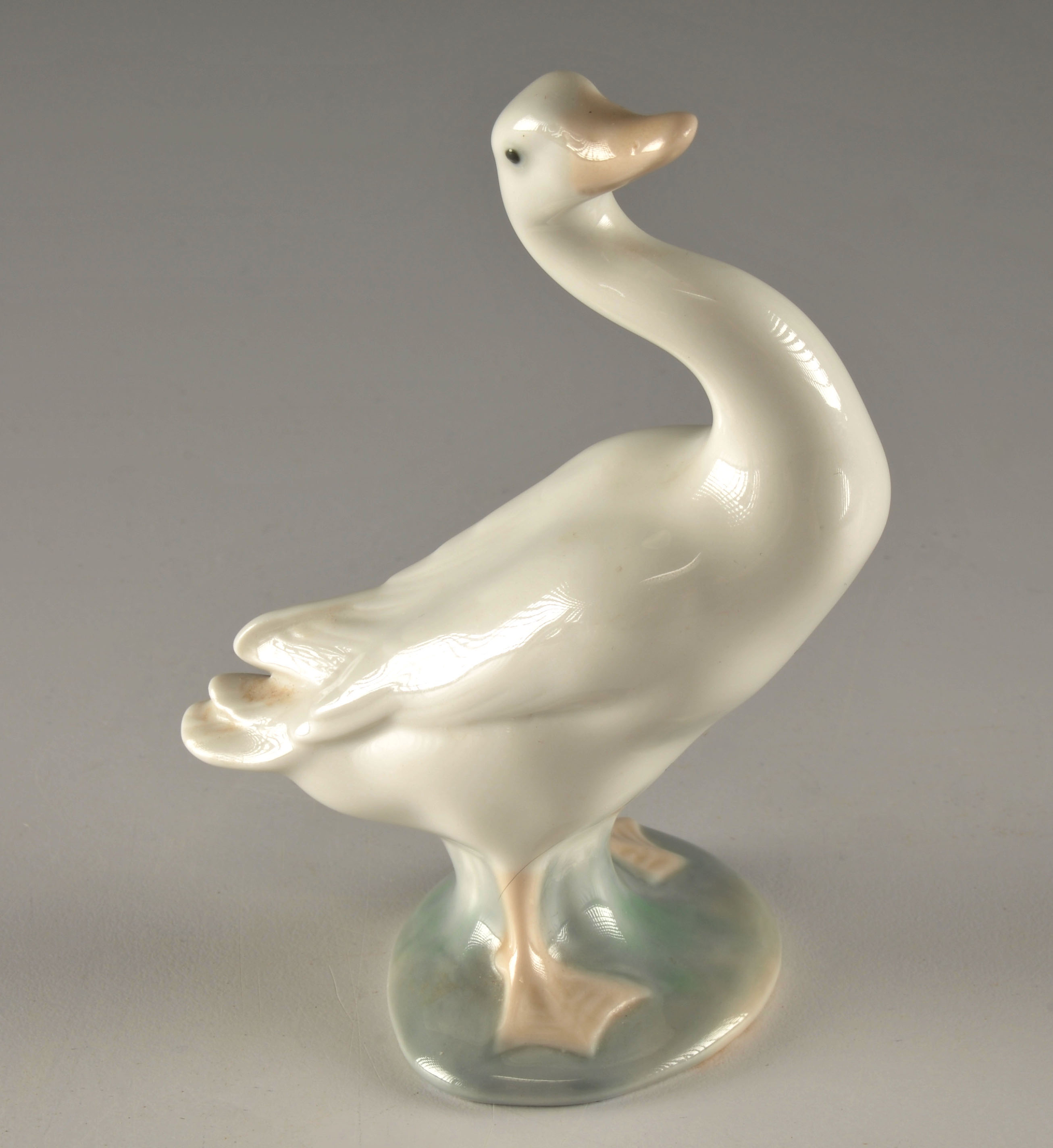 Lladro Duck Figurine and Small Miniature Metal Dog