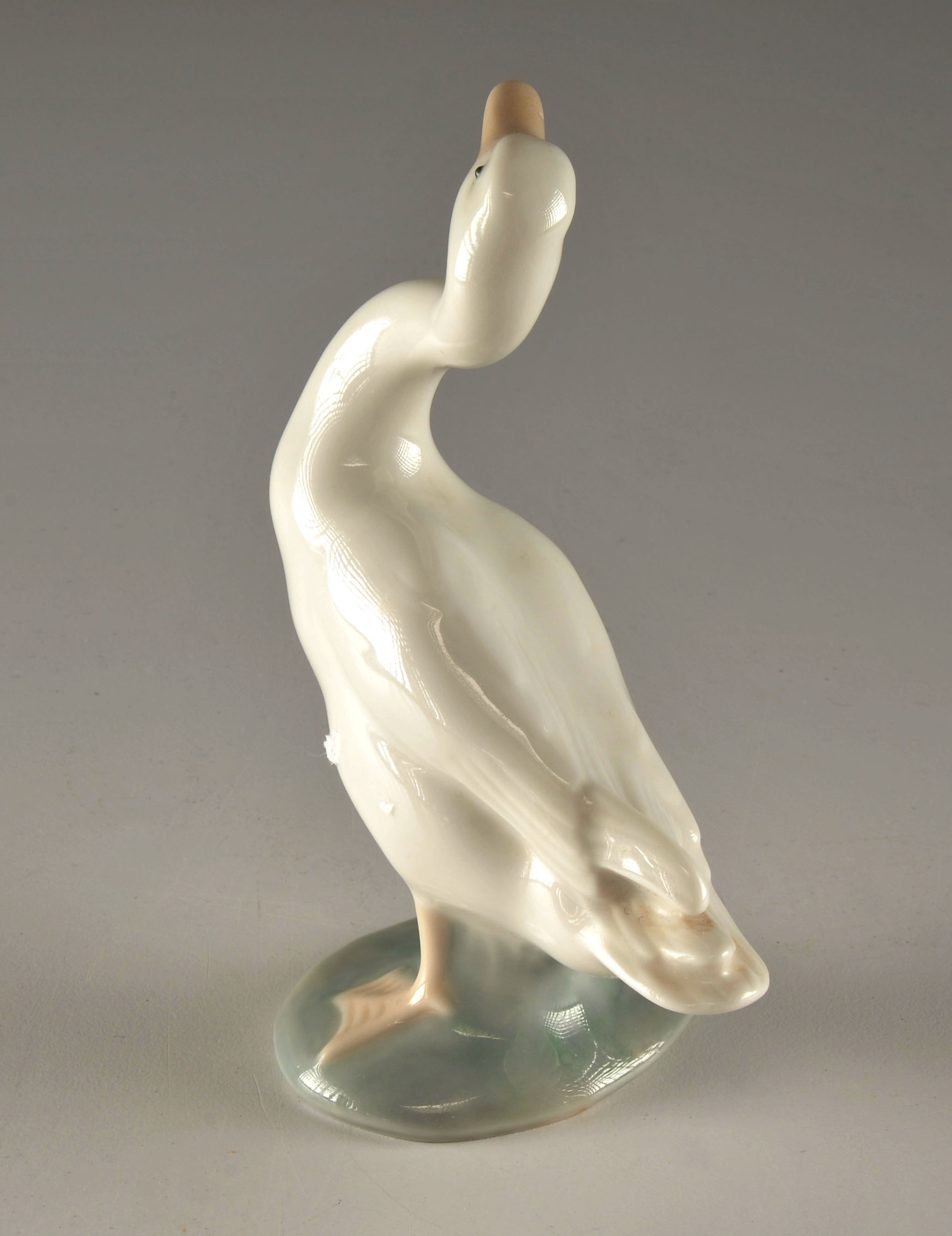 Lladro Duck Figurine and Small Miniature Metal Dog