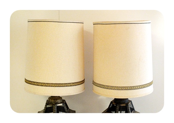 Pair of large modern metal table lamps