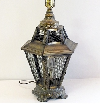 Pair of large modern metal table lamps