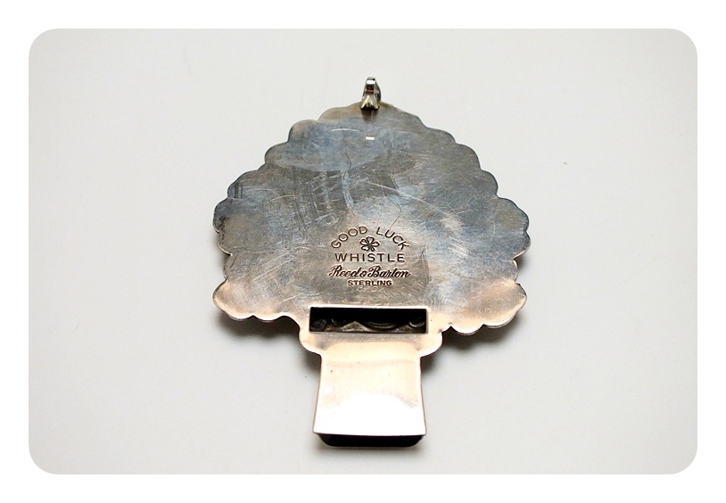 Reed & Barton sterling "Good Luck" whistle pendant