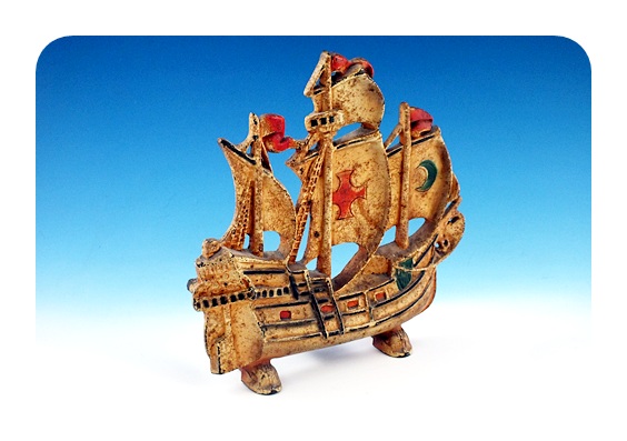 Hand painted cast metal pirate ship door stop