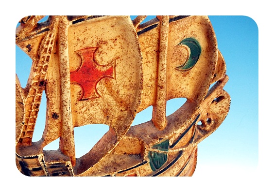 Hand painted cast metal pirate ship door stop