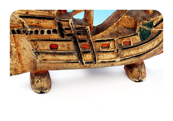 Hand painted cast metal pirate ship door stop