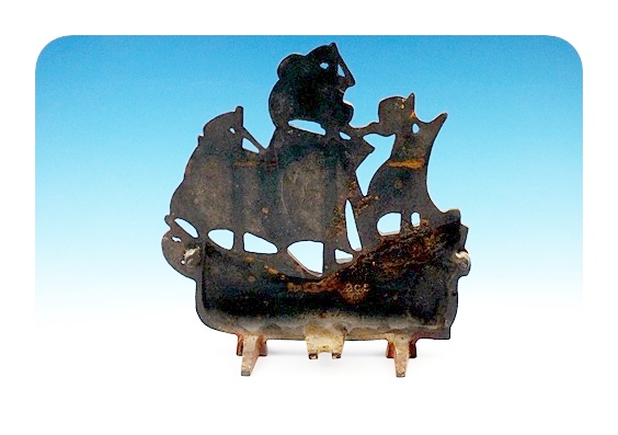Hand painted cast metal pirate ship door stop