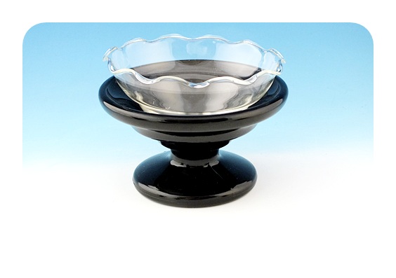 Rare Veecup black glass fountain cup holders