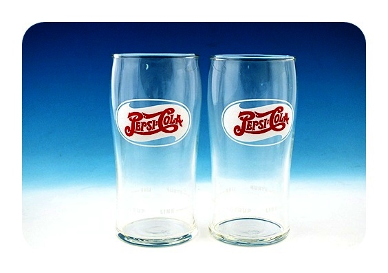 Vintage Pepsi Cola glasses with syrup line