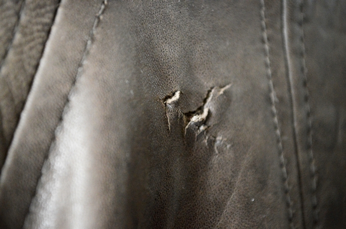 Vintage Leather Bomber Jacket with Fur Lining