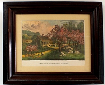 Modern reporduction Currier & Ives lithograph print American Homestead Spring