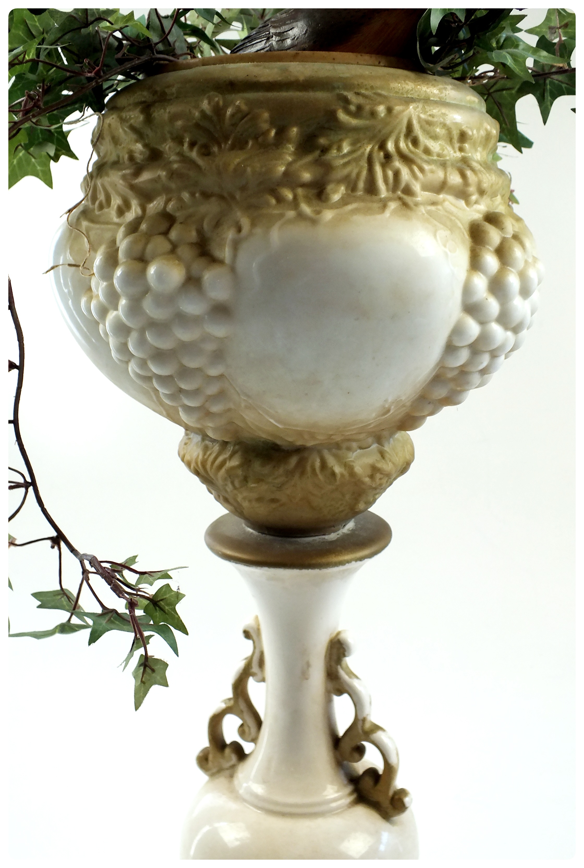 Vintage glass lamp that has been transformed into a decorative vase