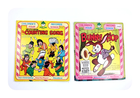 Five vintage  45 rpm Peter Pan Records