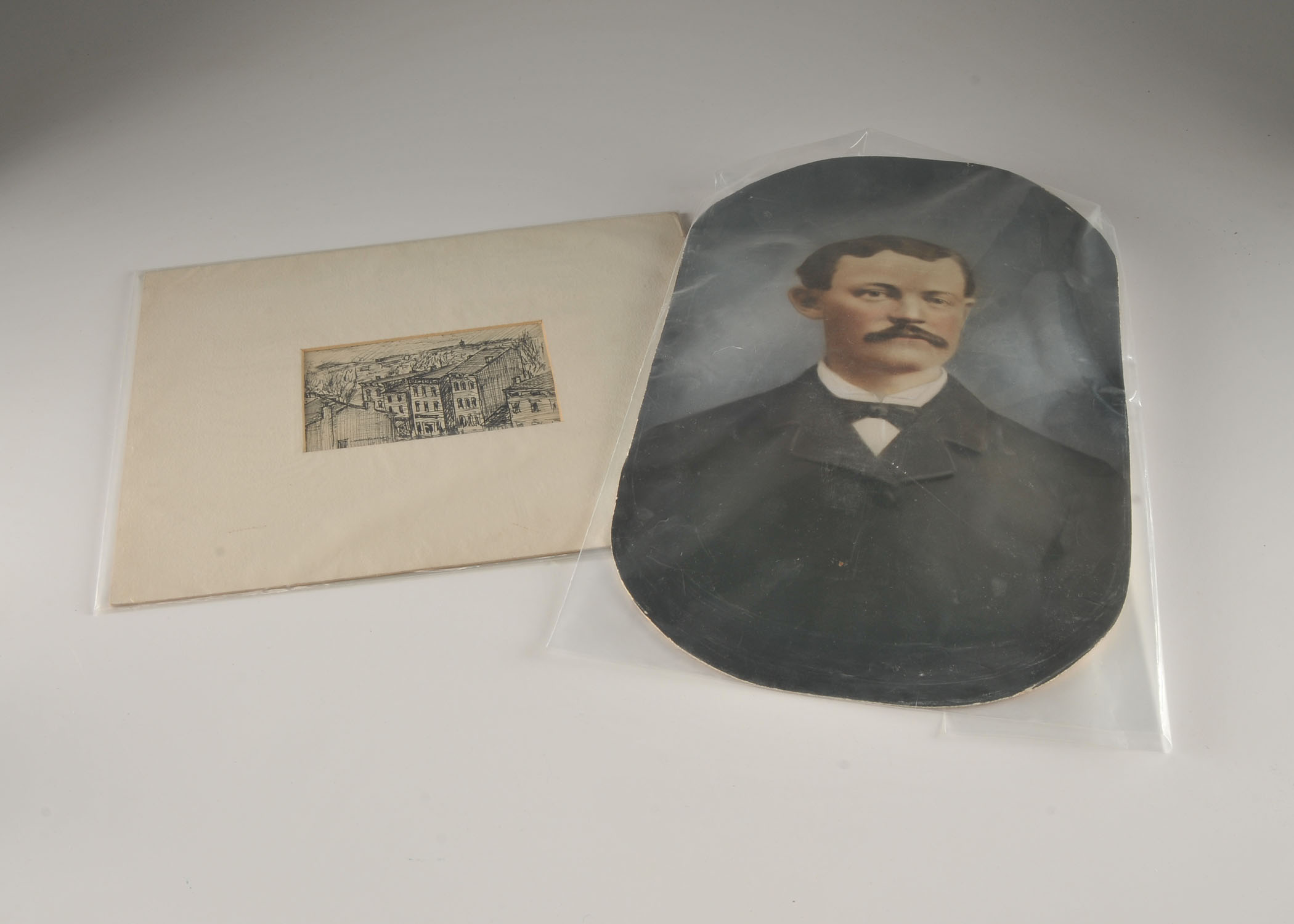 Chromolithograph and Original Pen Drawing 