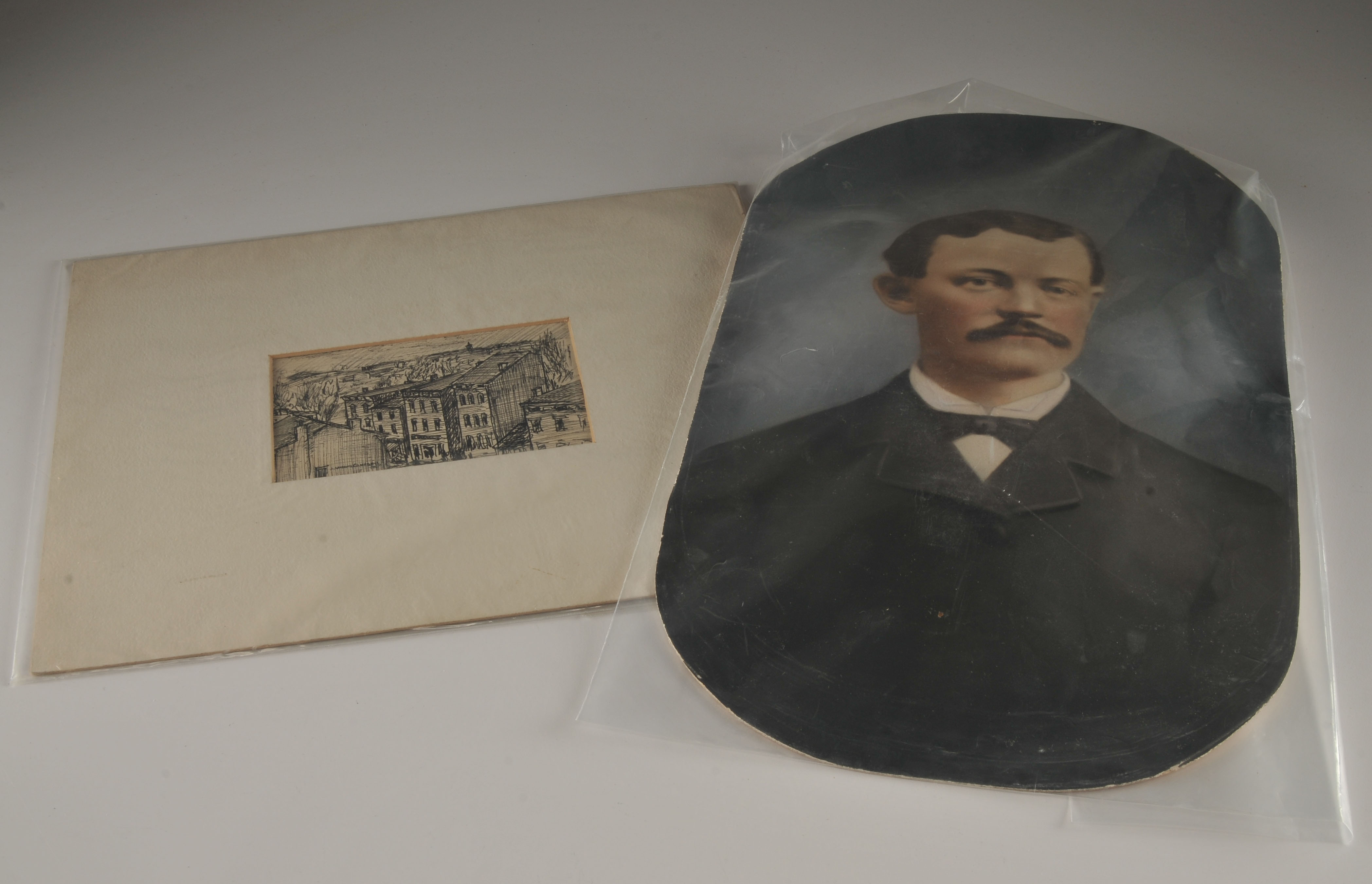 Chromolithograph and Original Pen Drawing 