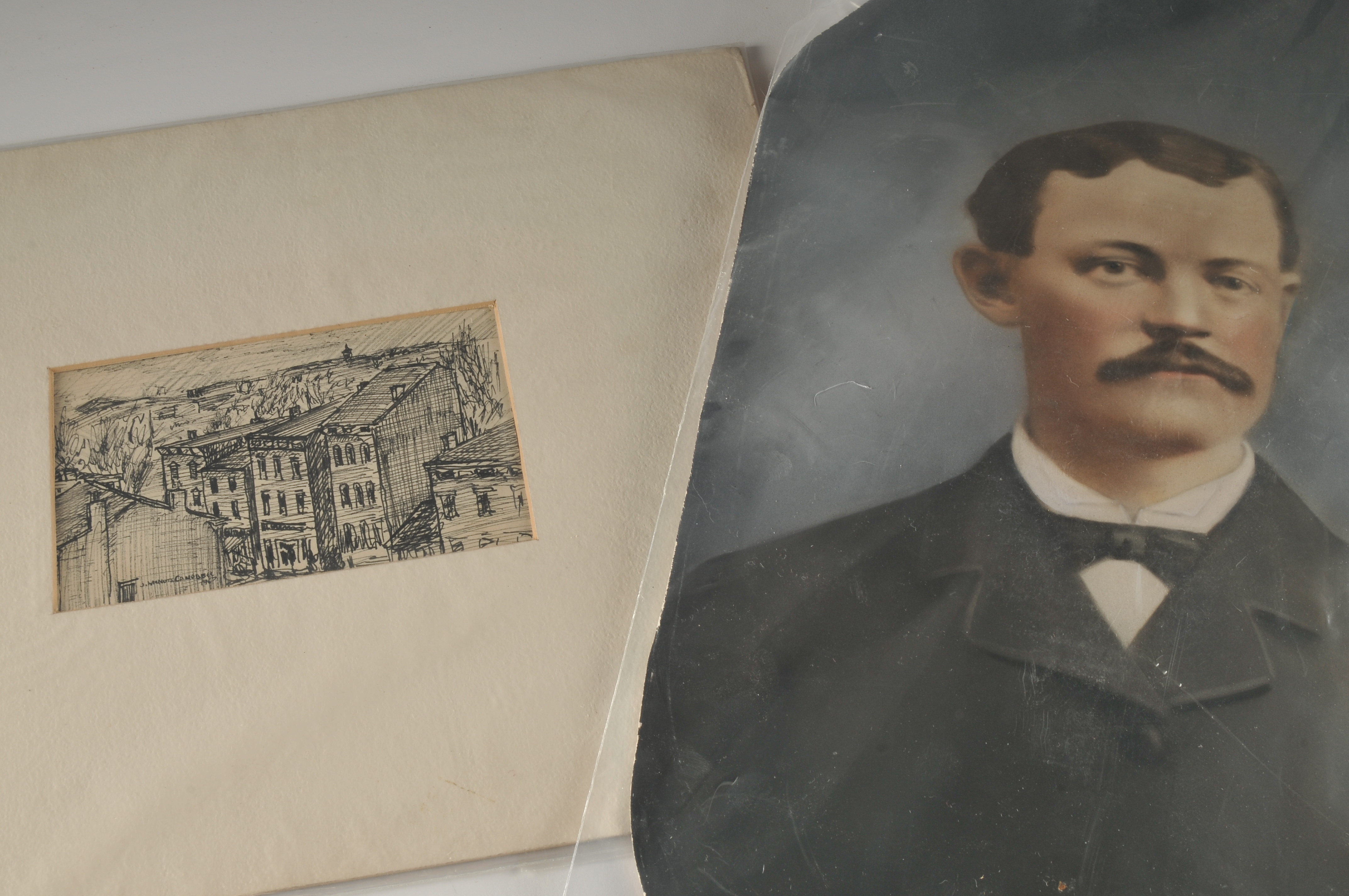 Chromolithograph and Original Pen Drawing 