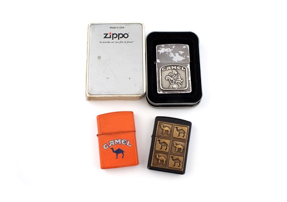 Lot of three vintage Zippo lighters advertising Camel cigarettes