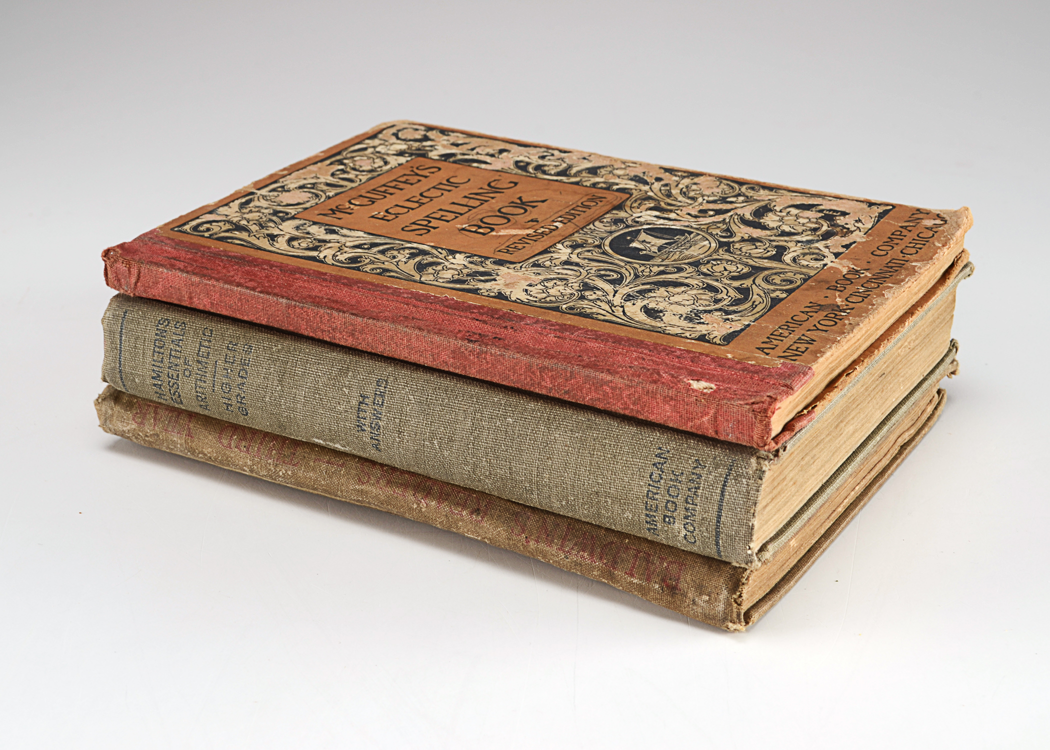 Three antique school books 