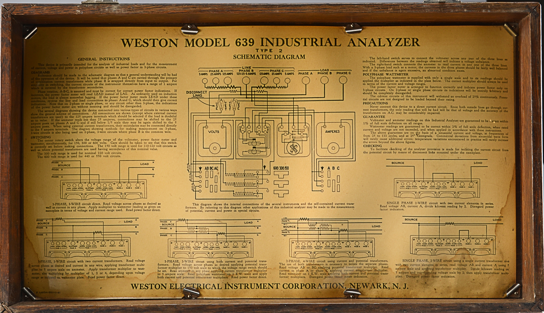 Vintage Weston Industrial Voltage Analyzer