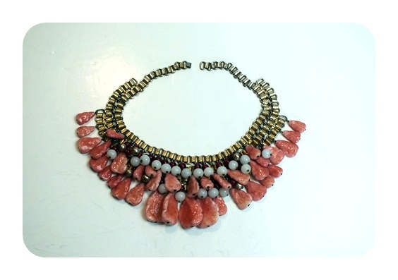 Vintage choker pink onyx style necklace