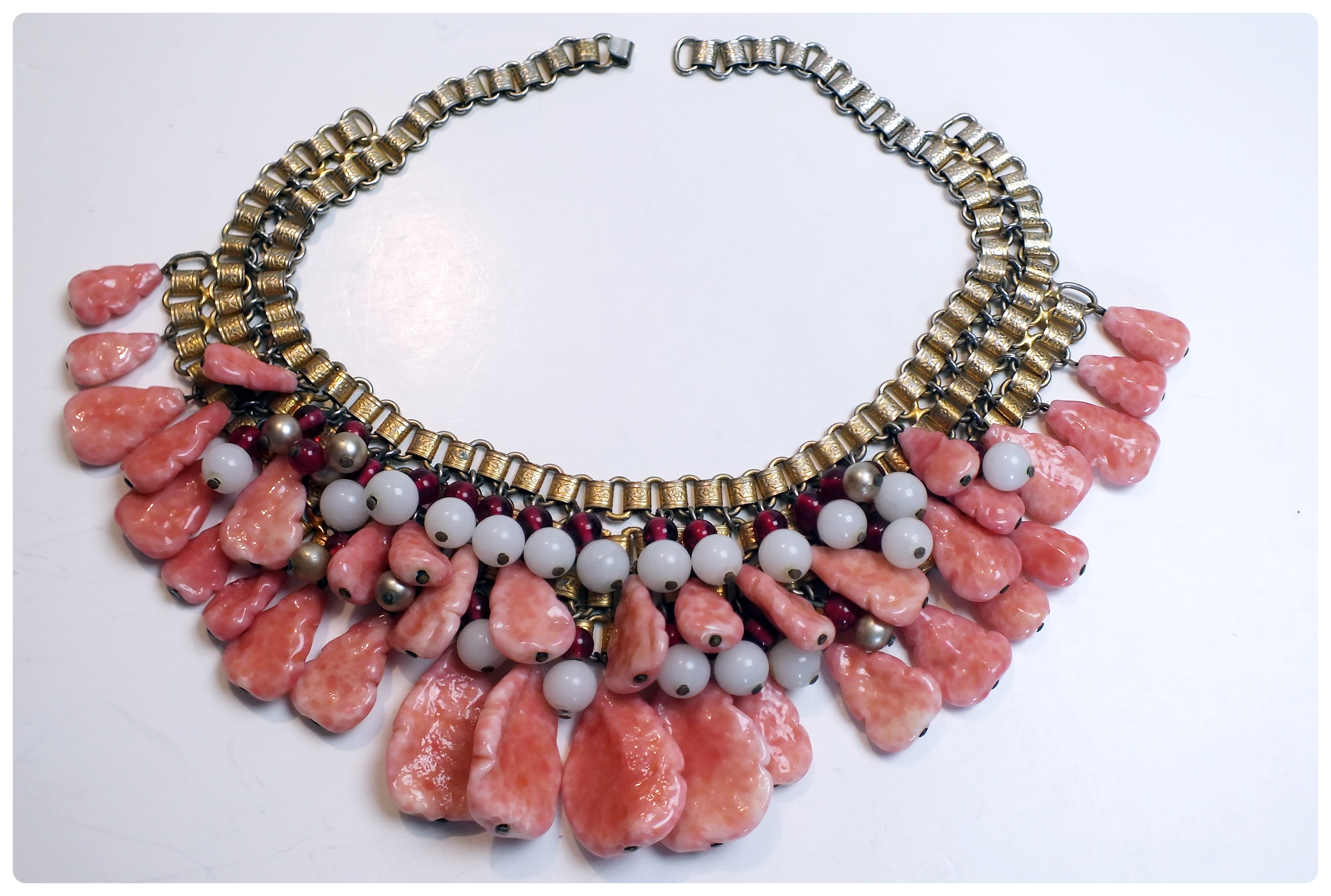 Vintage choker pink onyx style necklace