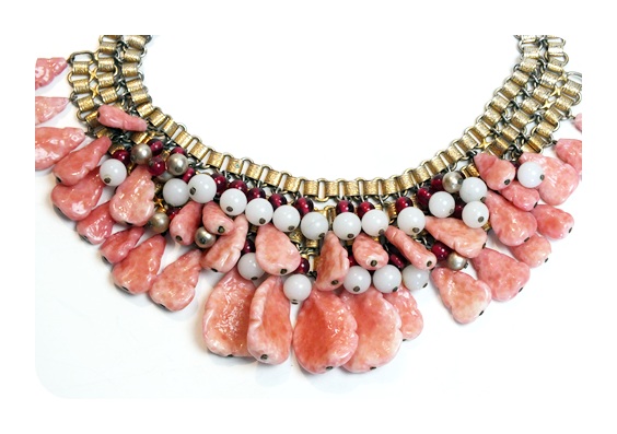 Vintage choker pink onyx style necklace