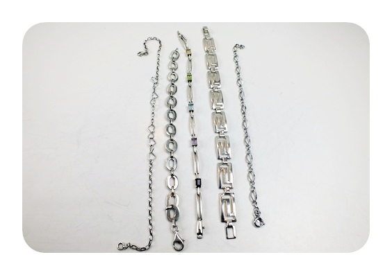 Five bright sterling braceletes