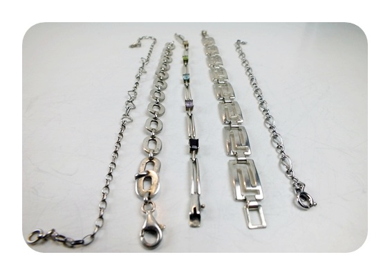Five bright sterling braceletes