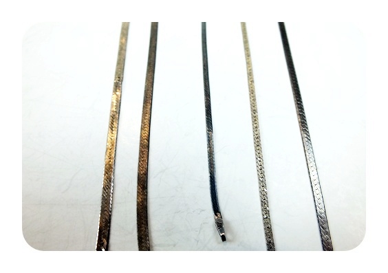 Five herringbone sterling bracelets