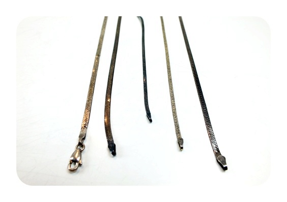 Five herringbone sterling bracelets