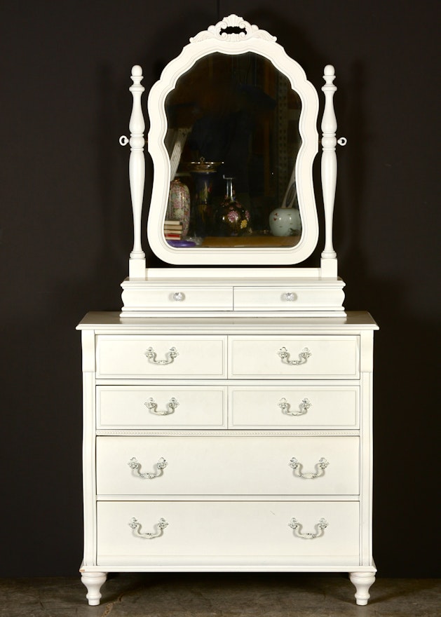 Stanley Furniture White Chest of Drawers with Mirror