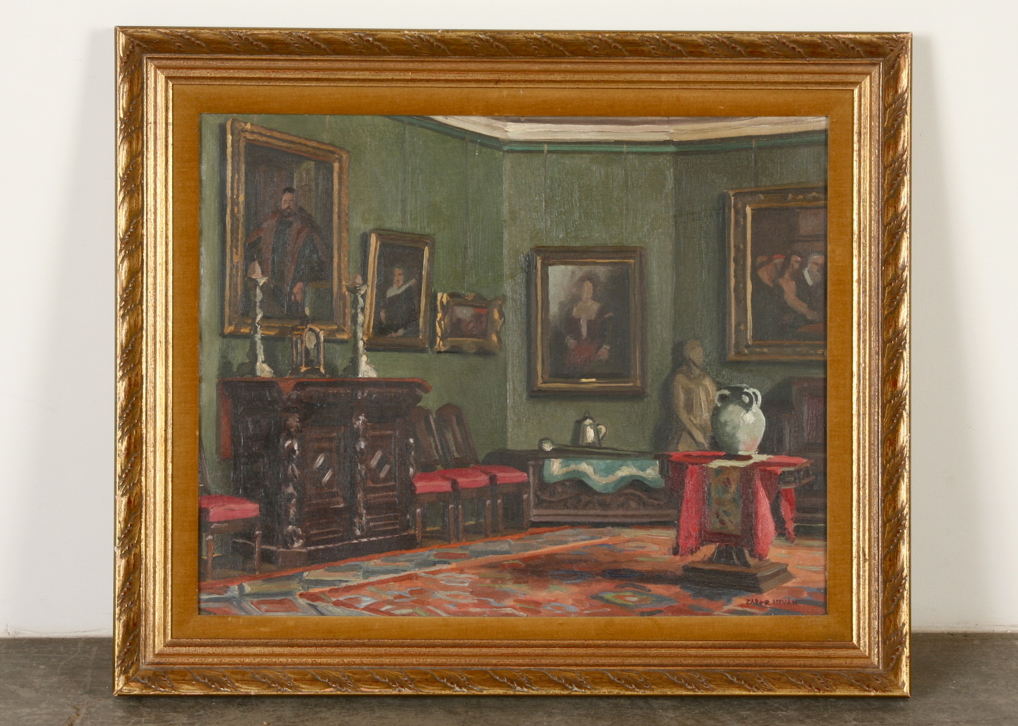 Istvan Zador, Oil on Canvas, "A Typical Jewish Home in Budapest"