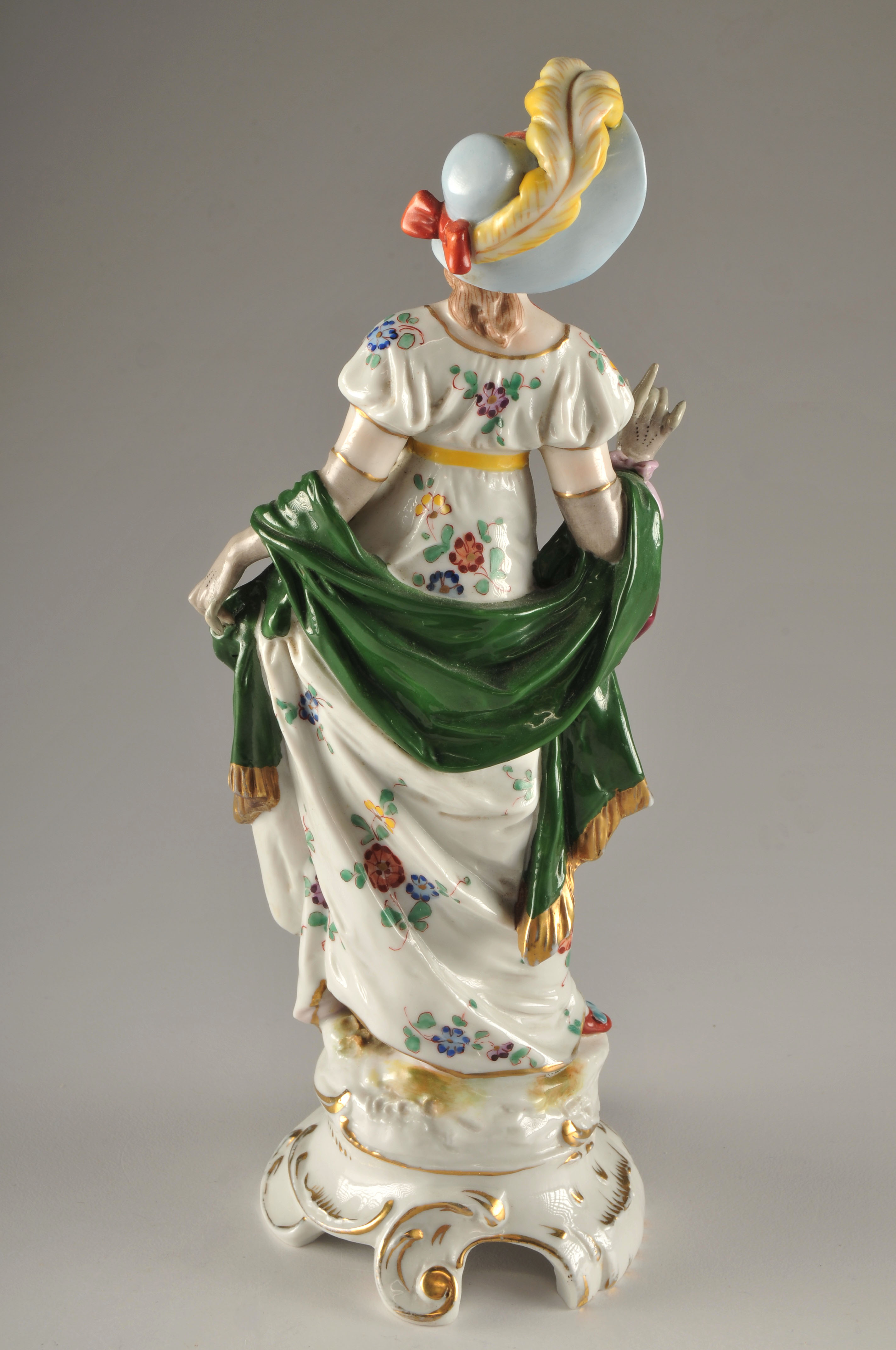 Hand Painted Porcelain Figure of a Woman, Oldest Volkstedt Porcelain Factory, Circa 1950
