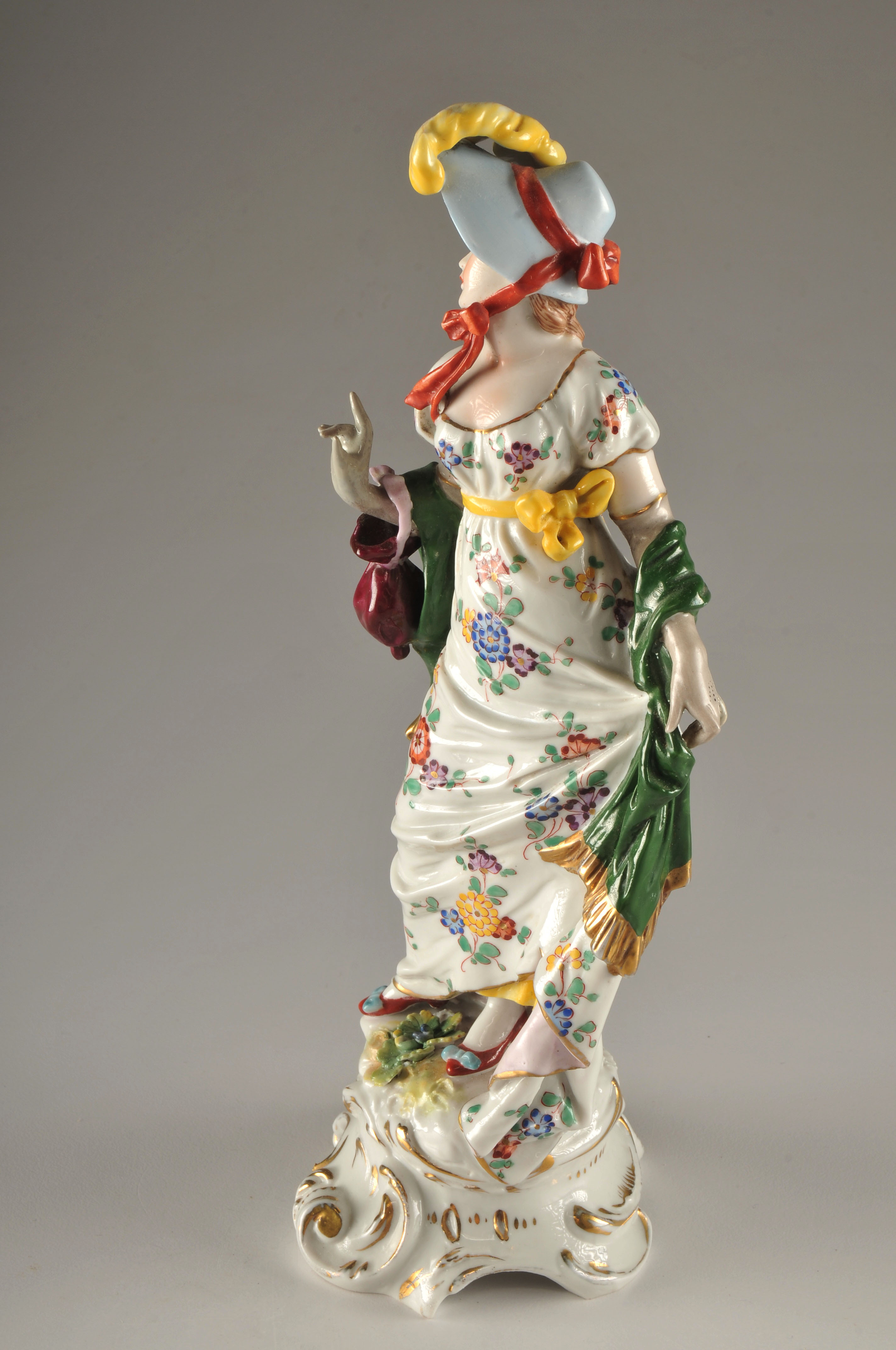 Hand Painted Porcelain Figure of a Woman, Oldest Volkstedt Porcelain Factory, Circa 1950