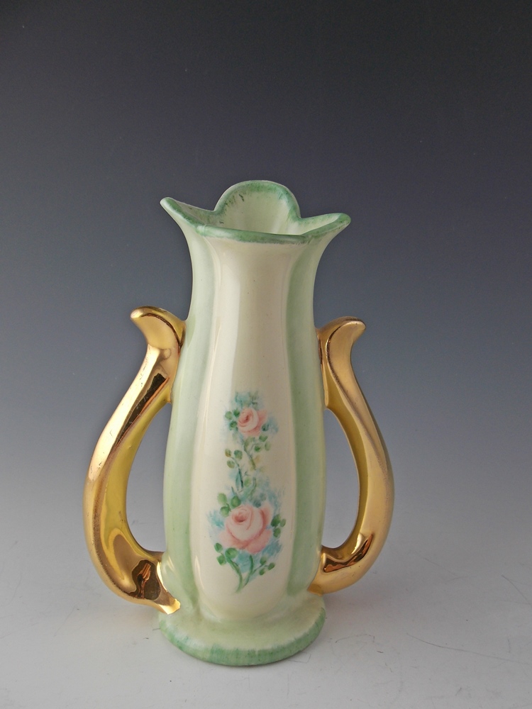Vintage Gold Handled Porcelain Vase