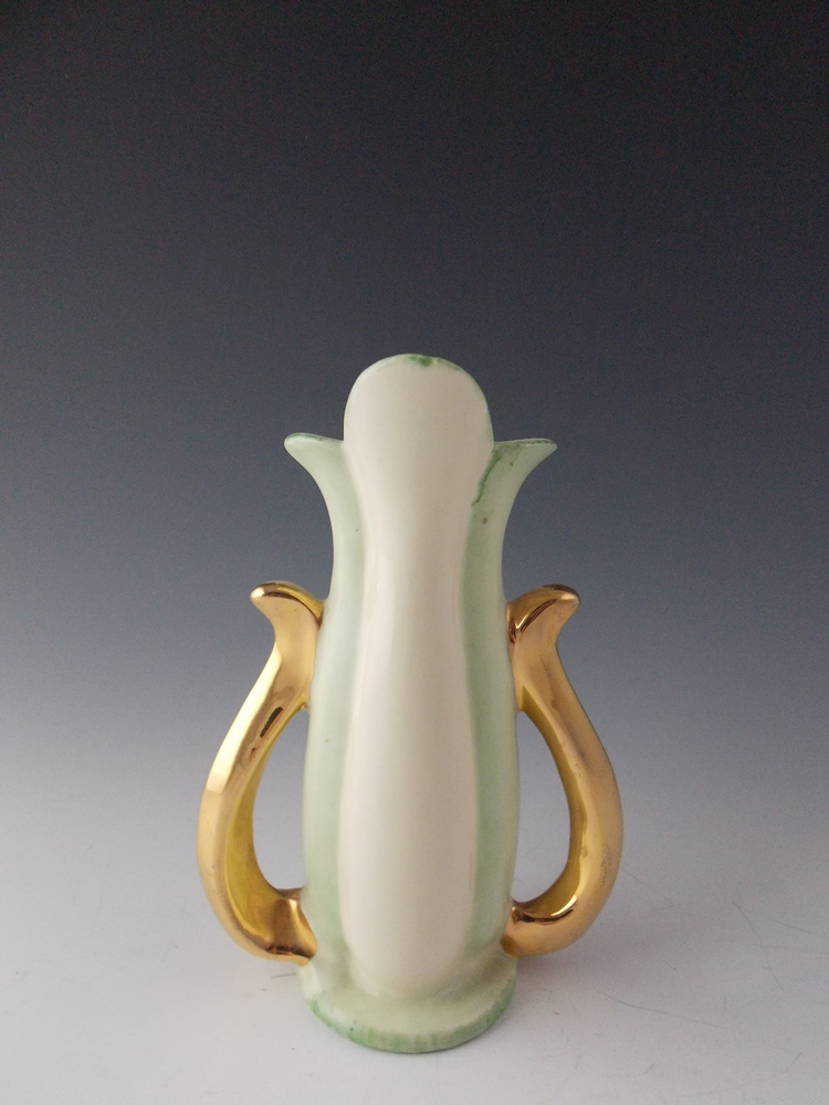 Vintage Gold Handled Porcelain Vase