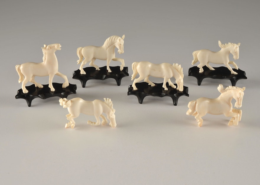 Chinese Ivory Miniature Horses