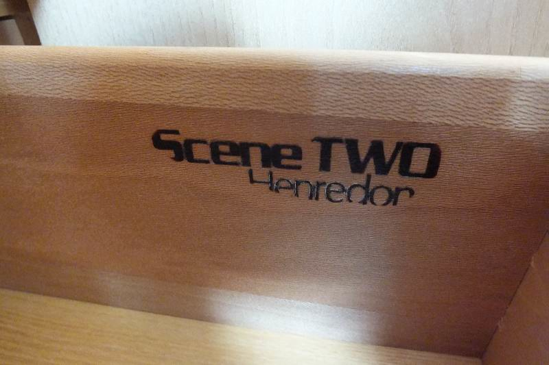 Henredon Scene Two Platform bed, headboard and two cabinets