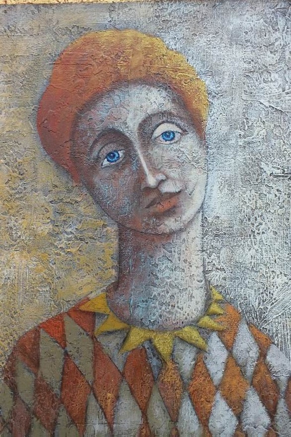  Original Juan Urbina, listed artist, "Clown" painting on Canvas