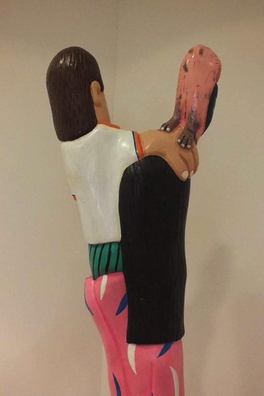 Three hand painted wood carvings from Valencia artistic family of Saul Garcia