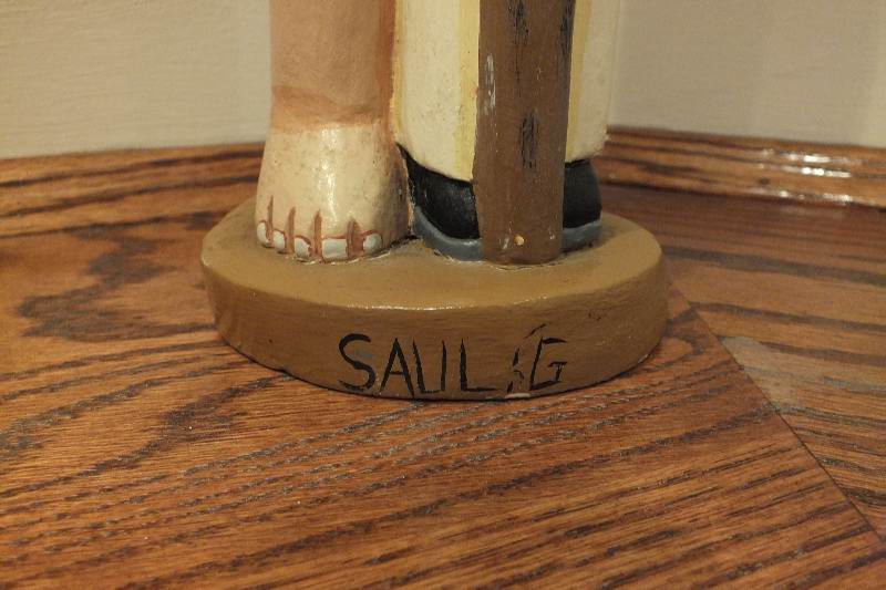 Three hand painted wood carvings from Valencia artistic family of Saul Garcia