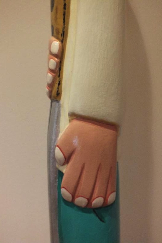 Three hand painted wood carvings from Valencia artistic family of Saul Garcia