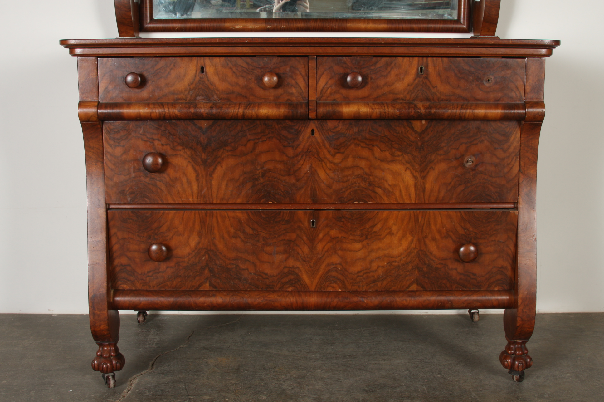 Mahogany Empire Dresser and Mirror