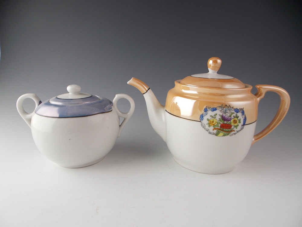 Vintage Luster Ware Tea Pot & Dishes