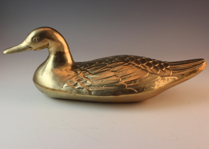Vintage Solid Brass Sitting Duck