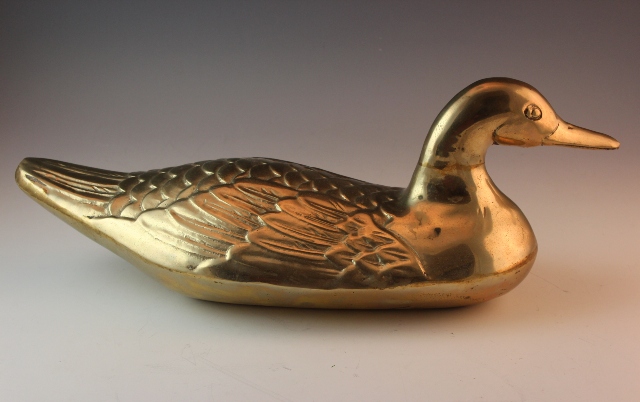 Vintage Solid Brass Sitting Duck